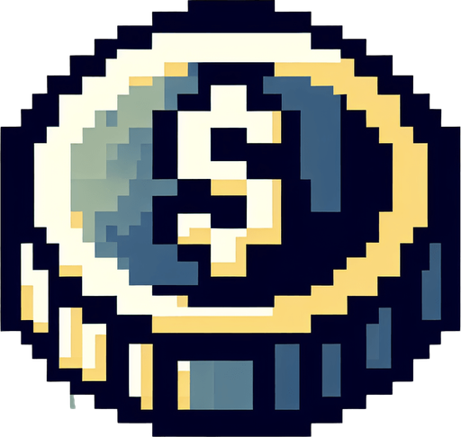 maak een 8bit coin

Single Game Texture. In-Game asset. 2d. Blank background. High contrast. No shadows.