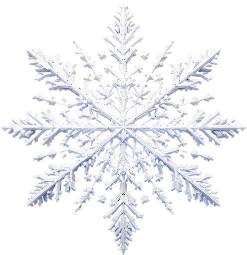 a single white snowflake Single Game Texture. In-Game asset. 2d. Blank background. High contrast. No shadows.