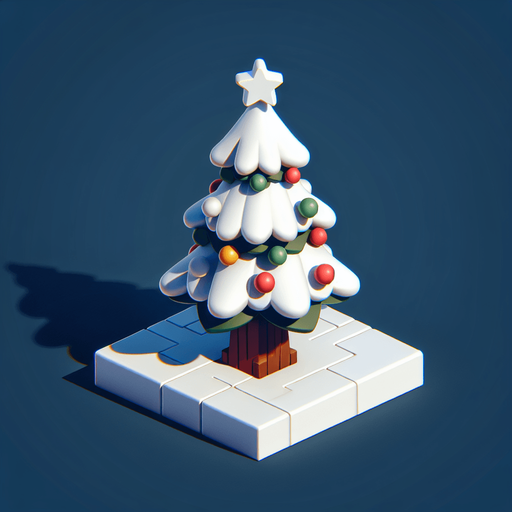 a christmas tree. plastic style. Single Game Texture. In-Game asset. 2d. Blank background. High contrast. No shadows.