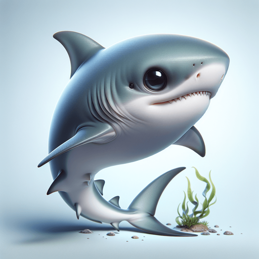 Cute Baby shark..
. 2024 game style. Side view. Photorealistic