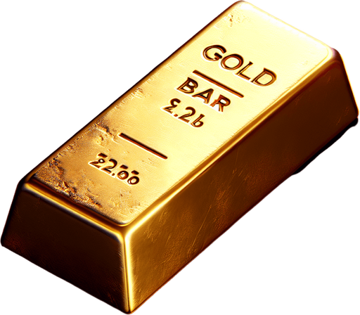 gold bar.
Single Game Texture. In-Game asset. 2d. Blank background. High contrast. No shadows.