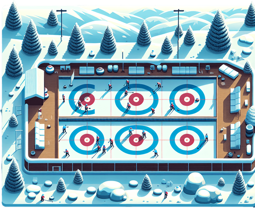 game background. In-Game asset. 2d. vector illustration. High contrast. No shadows. top-down. winter curling Olympics