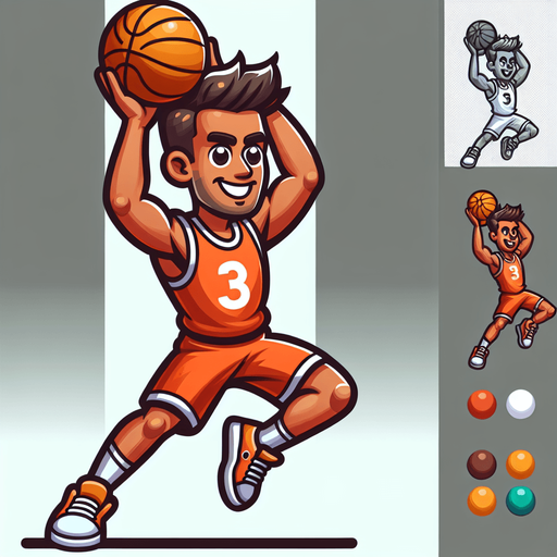 Create a cartoon-style illustration of a basketball player in a shooting pose with hands raised in the air. This character should not be holding a basketball. Emphasize the cartoonish features, exaggerate expressions, and ensure the absence of a basketball in the scene. The goal is to capture a lively and playful cartoon character ready to shoot, with a focus on dynamic and exaggerated elements. Do not draw the basketball just the pose! No basketball in the hands!.
Single Game Texture. In-Game asset. 2d. Blank background. High contrast. No shadows.