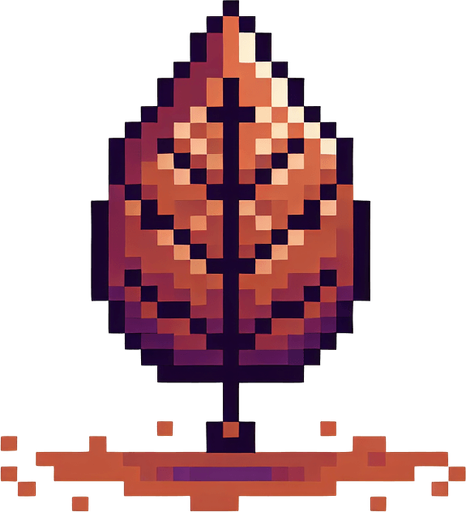 a single brown leaf, front facing, I want the art style to reflect a classic 16-bit retro pixel art aesthetic, reminiscent of early 1990s RPGs with vibrant colors....
Single Game Texture. In-Game asset. 2d. Blank background. High contrast. No shadows.