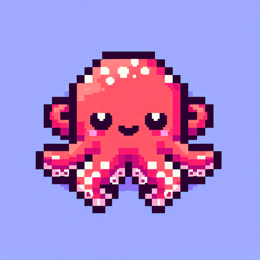 cute tiny octopus. pixelated. 8 bit.
Single Game Texture. In-Game asset. 2d. Blank background. High contrast. No shadows.