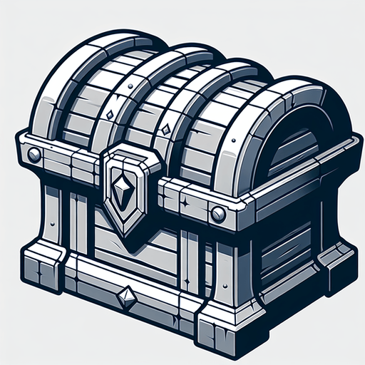 Chest.
Single Game Texture. In-Game asset. 2d. Blank background. High contrast. No shadows.