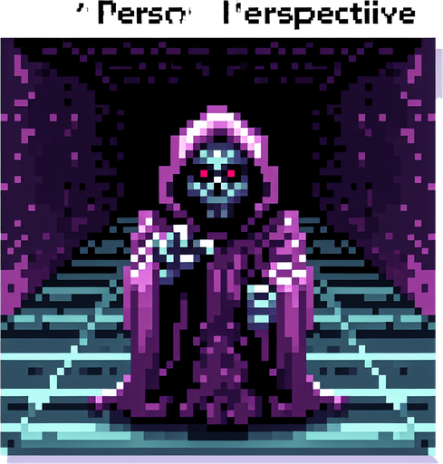 evil wraith, 1st person perspective, I want the art style to reflect a classic 16-bit retro pixel art aesthetic, reminiscent of early 1990s RPGs with vibrant colors.
Single Game Texture. In-Game asset. 2d. Blank background. High contrast. No shadows.