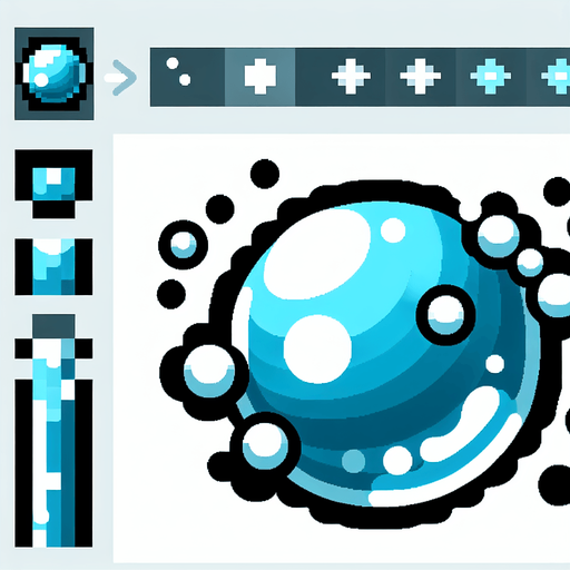 8-bit. cartoon. water bubble.
Single Game Texture. In-Game asset. 2d. Blank background. High contrast. No shadows.