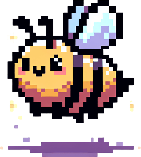 a pixel art bee, cute, side view, flying, no shadow

Single Game Texture. In-Game asset. 2d. Blank background. High contrast. No shadows.