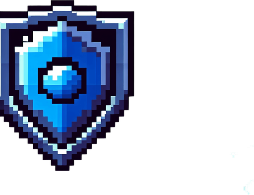 blue shield spell icon with a frame,  I want the art style to reflect a classic 16-bit retro pixel art aesthetic, reminiscent of early 1990s RPGs with vibrant colors..
Single Game Texture. In-Game asset. 2d. Blank background. High contrast. No shadows.