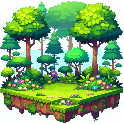 Cartoonic Forest, perfect for arcade..
Single Game Texture. In-Game asset. 2d. Blank background. High contrast. No shadows.