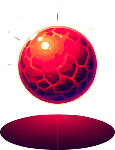 round red luminous ball.
Single Game Texture. In-Game asset. 2d. Blank background. High contrast. No shadows.