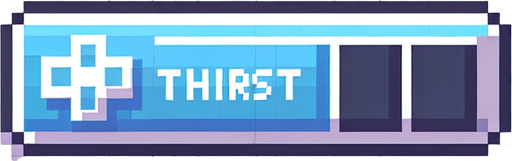 pixel art horizontal thirst bar that looks like a health bar.
Single Game Texture. In-Game asset. 2d. Blank background.