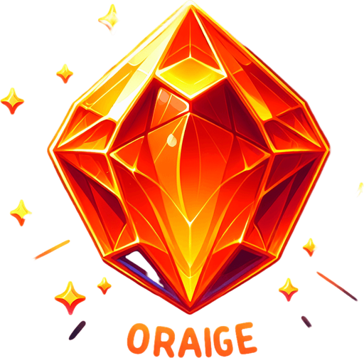 Magic Orange Gem.
Single Game Texture. In-Game asset. 2d. Blank background. High contrast. No shadows.