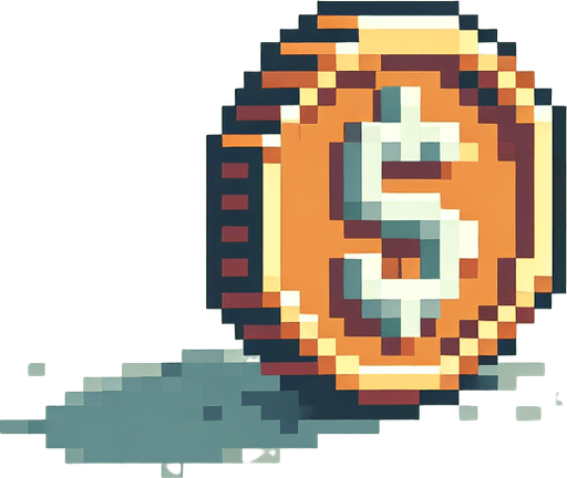 maak een 8bit coin

Single Game Texture. In-Game asset. 2d. Blank background. High contrast. No shadows.