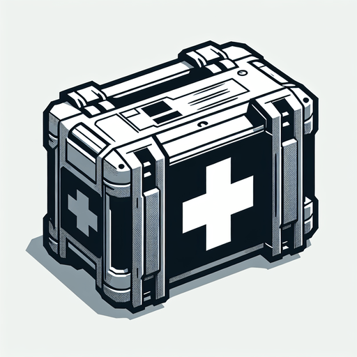 Medkit.
Single Game Texture. In-Game asset. 2d. Blank background. High contrast. No shadows.