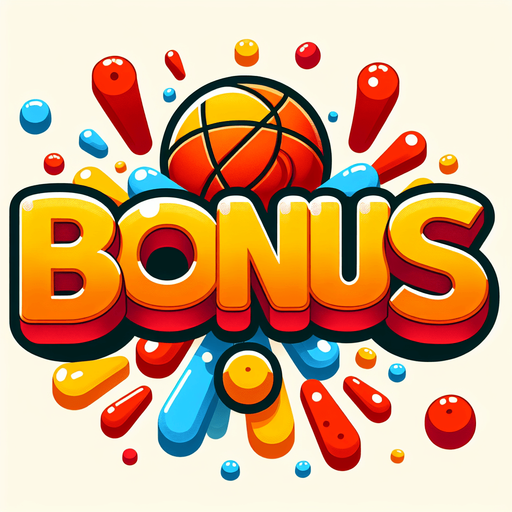 Create a cartoon-style illustration of the word ''Bonus''. The goal is to capture a lively and playful text. The letter "O" in Bonus should be a basketball.
Single Game Texture. In-Game asset. 2d. Blank background. High contrast. No shadows.