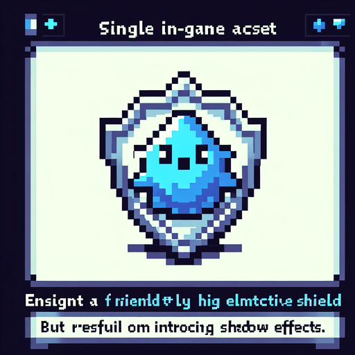 a friendly blue shielded elemental, I want the art style to reflect a classic 16-bit retro pixel art aesthetic, reminiscent of early 1990s RPGs..
Single Game Texture. In-Game asset. 2d. Blank background. High contrast. No shadows.