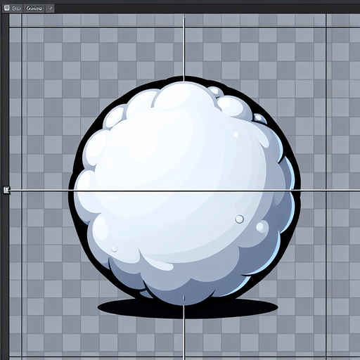 Computer game, White bubble, flat shaded. Low detail, Single Game Texture. In-Game asset. 2d. Blank background. High contrast. No shadows. Thin black outline