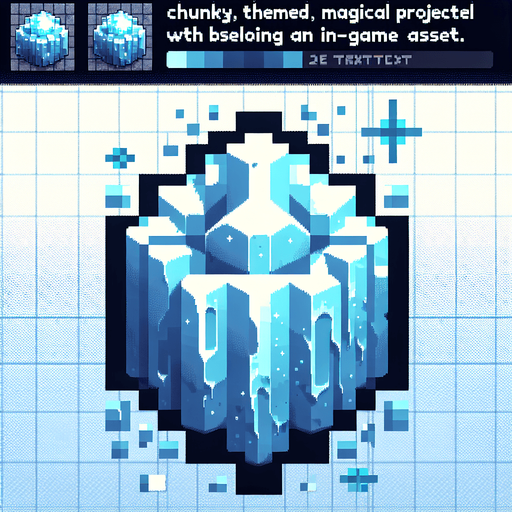 chunky frost magical projectile. 8-bit pixelated. blue soft-palette colored.
Single Game Texture. In-Game asset. 2d. Blank background. High contrast. No shadows.