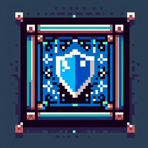 blue shield spell icon with a frame,  I want the art style to reflect a classic 16-bit retro pixel art aesthetic, reminiscent of early 1990s RPGs with vibrant colors..
Single Game Texture. In-Game asset. 2d. Blank background. High contrast. No shadows.