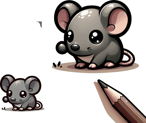 A little gray mouse.
Single Game Texture. In-Game asset. 2d. Blank background. High contrast. No shadows.