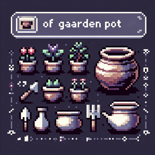 pixel art of a garden pot.
Single Game Texture. In-Game asset. 2d. Blank background. High contrast. No shadows.