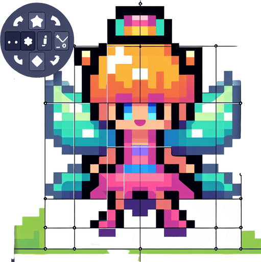 8-bit cartoon colorfull square fairy..
Single Game Texture. In-Game asset. 2d. Blank background. High contrast. No shadows.