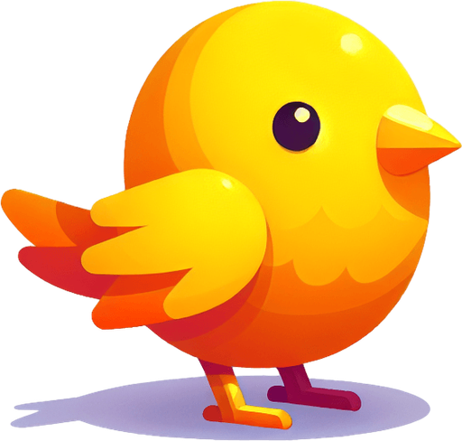 A yellow bird.
Single Game Texture. In-Game asset. 2d. Blank background. High contrast. No shadows.