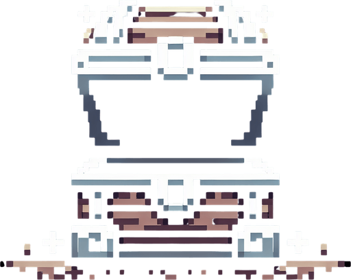 8bit, cartoon, treasure chest frame. very big empty center. only a fine border of chest.
Single Game Texture. In-Game asset. 2d. Blank background. High contrast. No shadows.