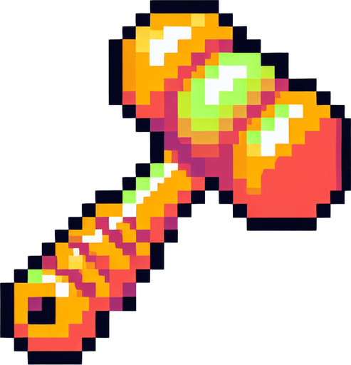 pixel art of plastic squeaky hammer.