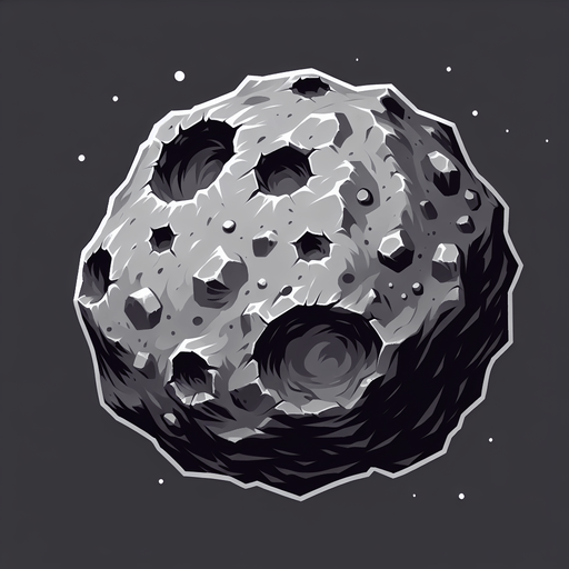 meteorite.
Single Game Texture. In-Game asset. 2d. Blank background. High contrast. No shadows.