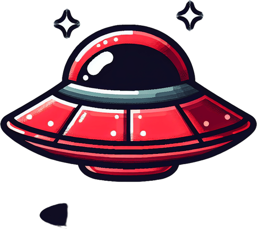 Red ufo.
Single Game Texture. In-Game asset. 2d. Blank background. High contrast. No shadows.