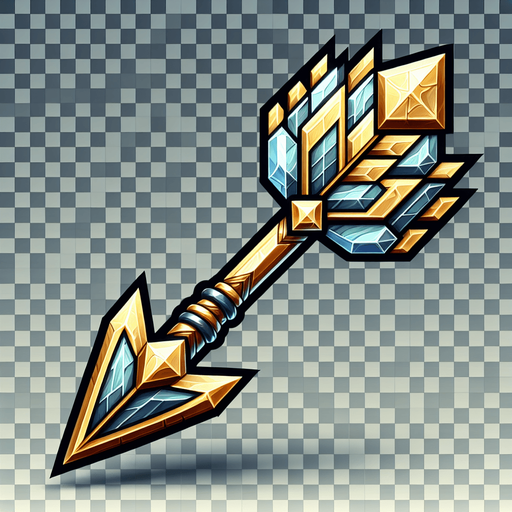 arrow on a transparent backgorund.
Single Game Texture. In-Game asset. 2d. Blank background. High contrast. No shadows.