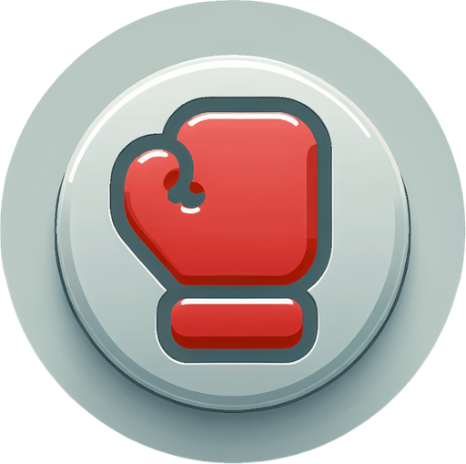 basic light gray convex round button with a red boxing glove icon.
UI