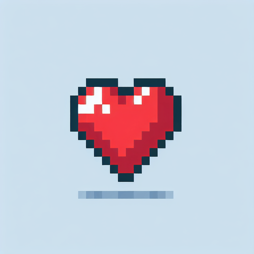 Pixel art heart icon . Single Game Texture. In-Game asset. 2d. Blank background. High contrast. No shadows.