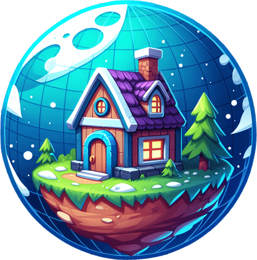 round house planet, cartoon Single Game Texture. In-Game asset. 2d. Blank background. High contrast.