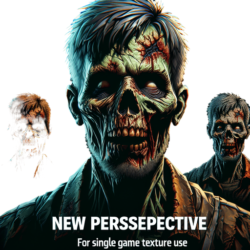 Zombie from above your head.
Single Game Texture. In-Game asset. 2d. Blank background. High contrast. No shadows.