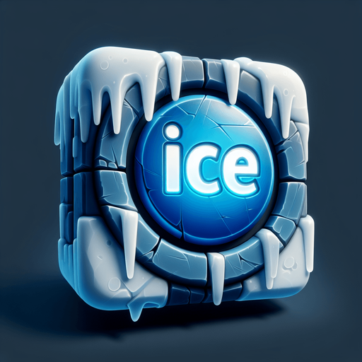 a button that is dripping with icicles that says "ice".
Single Game Texture. In-Game asset. 2d. Blank background. High contrast. No shadows.