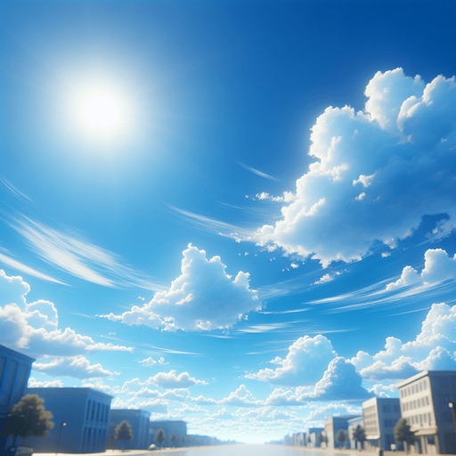 blue sky of a bright day.
photorealistic