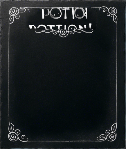 Text "POTION" handwritten in chalk