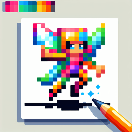 8-bit cartoon colorfull square fairy..
Single Game Texture. In-Game asset. 2d. Blank background. High contrast. No shadows.