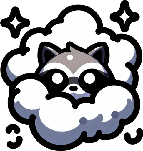 Raccoon head covered in smoke chibi Single Game Texture. In-Game asset. 2d. Blank background. High contrast. No shadows. Single Game Texture. In-Game asset. 2d. Blank background. High contrast. No shadows. Single Game Texture. In-Game asset. 2d. Blank background. High contrast. No shadows.