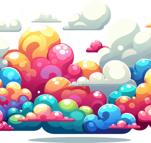 Create a cartoon-style illustration of clouds. The goal is to capture a lively and playful location...
Single Game Texture. In-Game asset. 2d. Blank background. High contrast. No shadows.