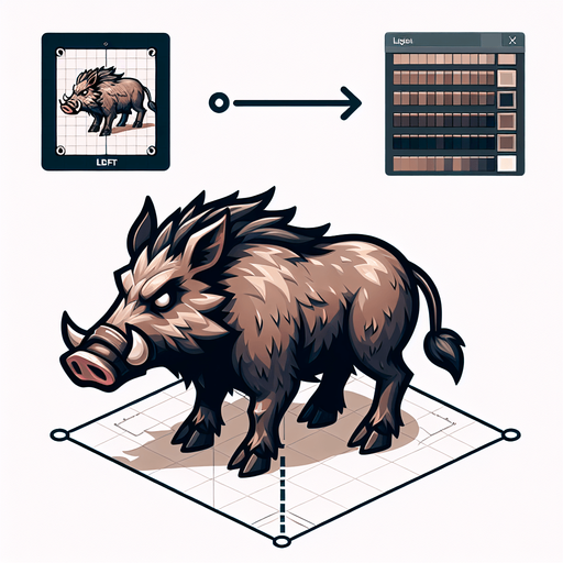 wild boar, facing left, no background.
Single Game Texture. In-Game asset. 2d. Blank background. High contrast. No shadows.