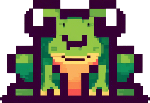 cute jumping frog seen from the frog. ixelated. 8-bit