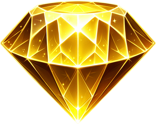 Magic Yellow Diamond Gem.
Single Game Texture. In-Game asset. 2d. Blank background. High contrast. No shadows.