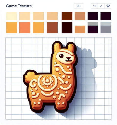 a llama-shaped cookie.
Single Game Texture. In-Game asset. 2d. Blank background. High contrast. No shadows.