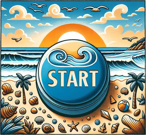 Start button.
Beach themed