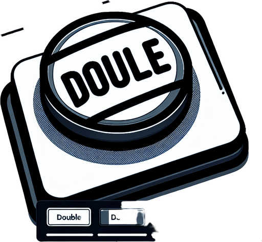 a button that says "double".
Single Game Texture. In-Game asset. 2d. Blank background. High contrast. No shadows.